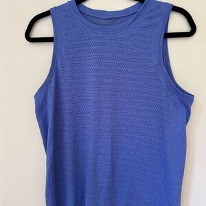 Lululemon Athletica Blue Breeze By Muscle Tank II Squad Mesh Perforated